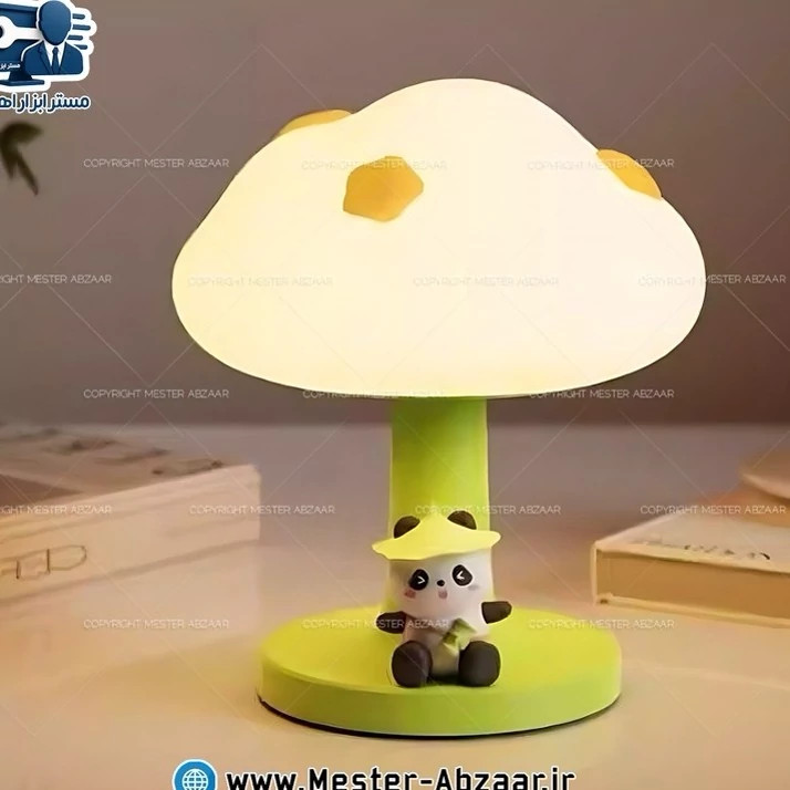 چراغ خواب سیلیکونی طرح ابر قارچی پاندا فانتزی رومیزی قابل شارژی مدل MG-A02