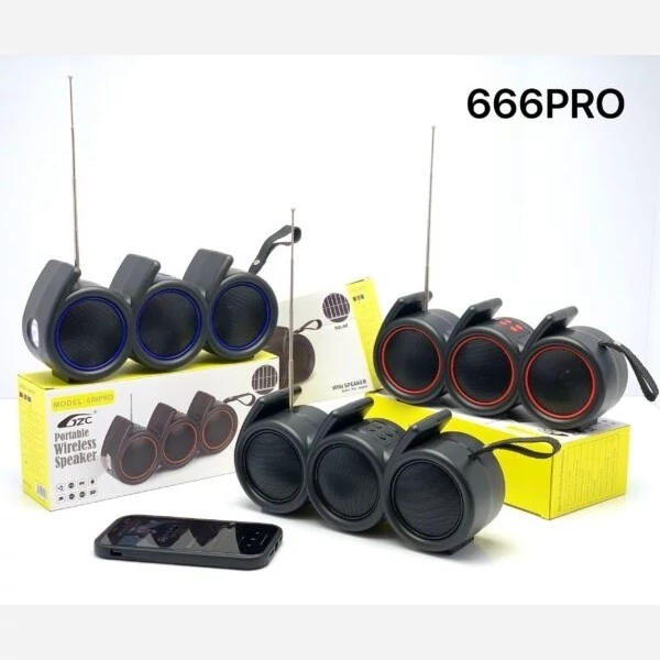 اسپیکر بلوتوثی خورشیدی 666PRO دارای چراغ قوه