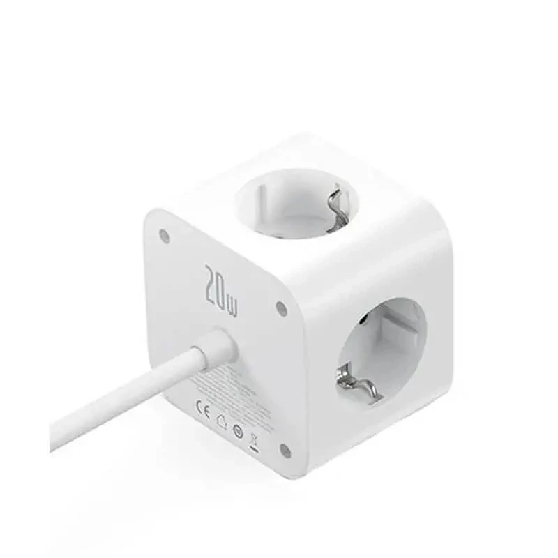 شارژر رومیزی 7 پورت باسئوس مدل PowerCombo Cube 3AC+3U+1C توان 20 وات طول کابل 1.5 متر