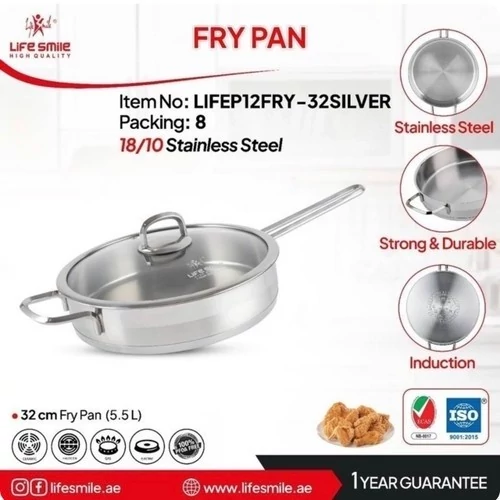 ماهیتابه تک دسته استیل لایف اسمایل سایز32