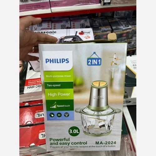 خردکن غذا ساز فیلیپس مدل MA-2024 ظرفیت 3 لیتر 4000 وات کاسه شیشه ای پیرکس 6 تیغه تیتانیوم