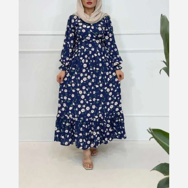 پیراهن مانتویی زنانه فلور طرح بابونه مدل کلوش فری سایز مناسب بارداری و شیردهی