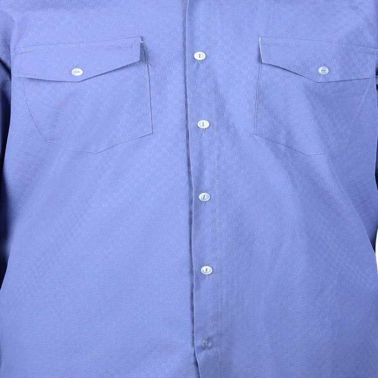 پیراهن مردانه آستین بلند تترون دو جیب مدل بافت خاویاری چهارخانه رگولار فیت