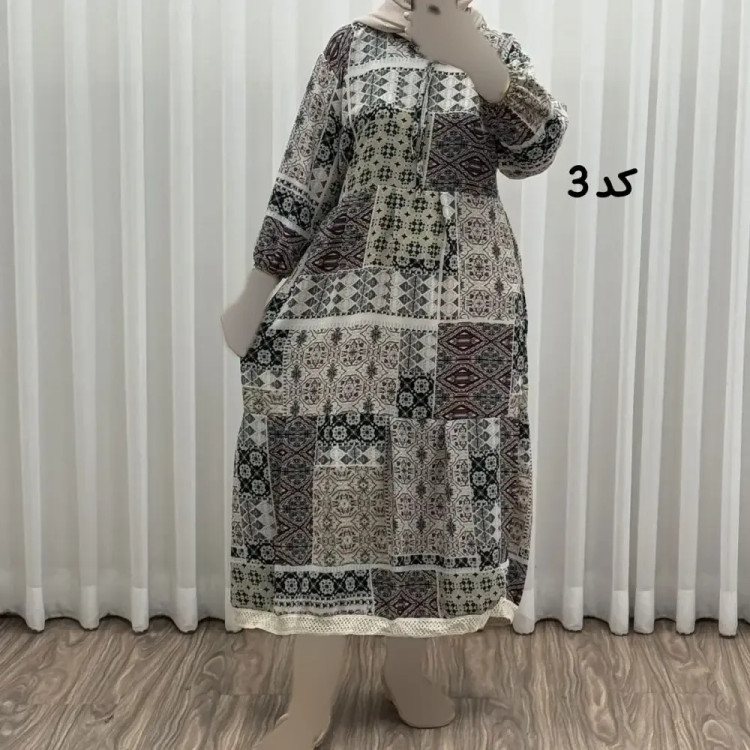 پیراهن ساحلی زنانه نخ سوزنی فری سایز مناسب تا 44 همراه با کمربند