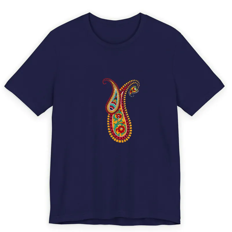 تیشرت آستین کوتاه مردانه یقه گرد نخی طرح فرش ایرانی مدل 594