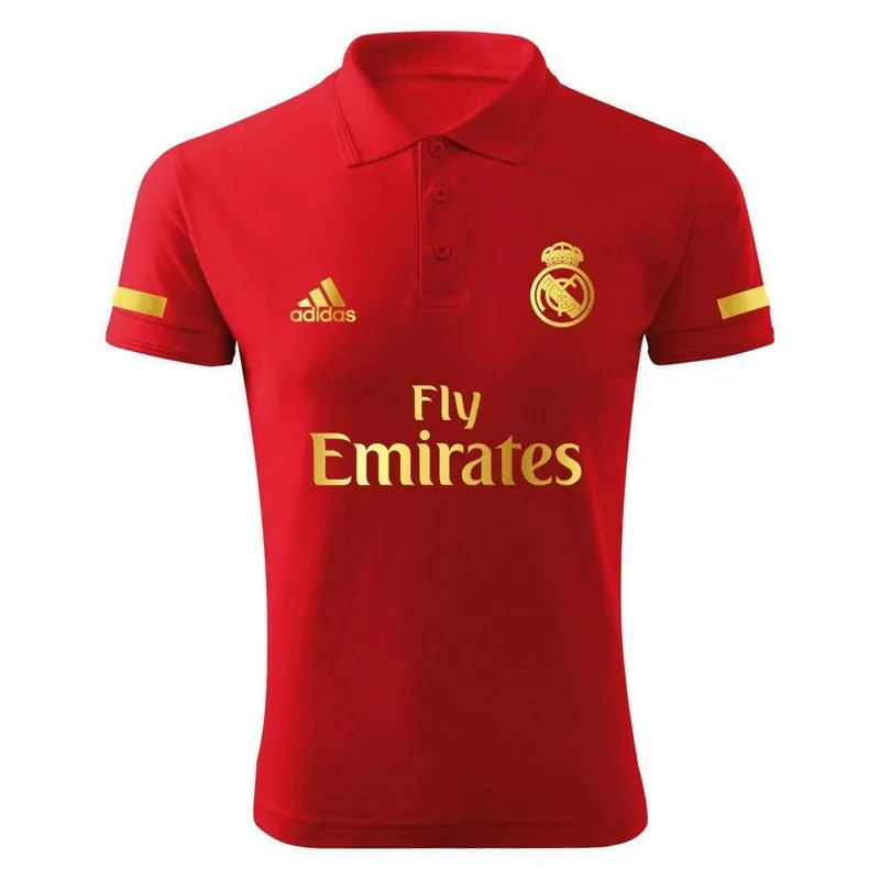پولوشرت مردانه طرح رئال مادرید قرمز جنس جودون آستین کوتاه مدل p8078