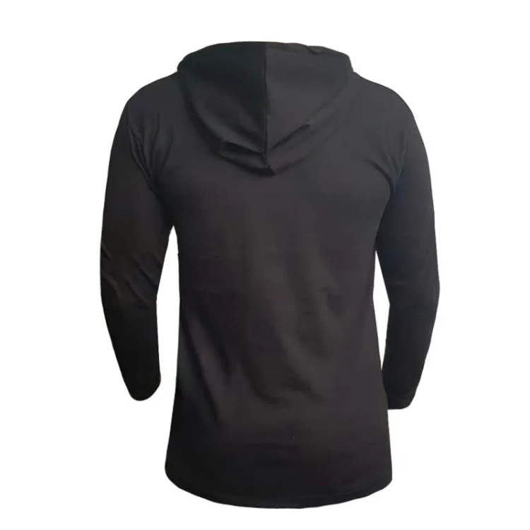 تیشرت آستین بلند مردانه طرح CK مدل S4647 کلاه دار نخی اعلا مشکی سایز L XL 2XL