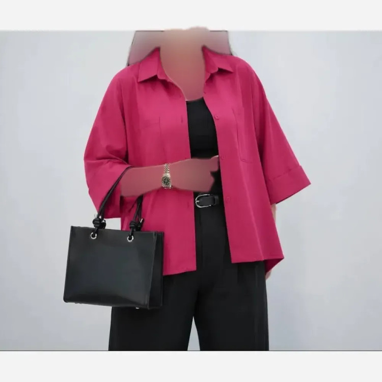 شومیز باکسی فری سایز لینن و داکرون در رنگهای آبی، سورمه، نسکافه، زیتونی و هلویی