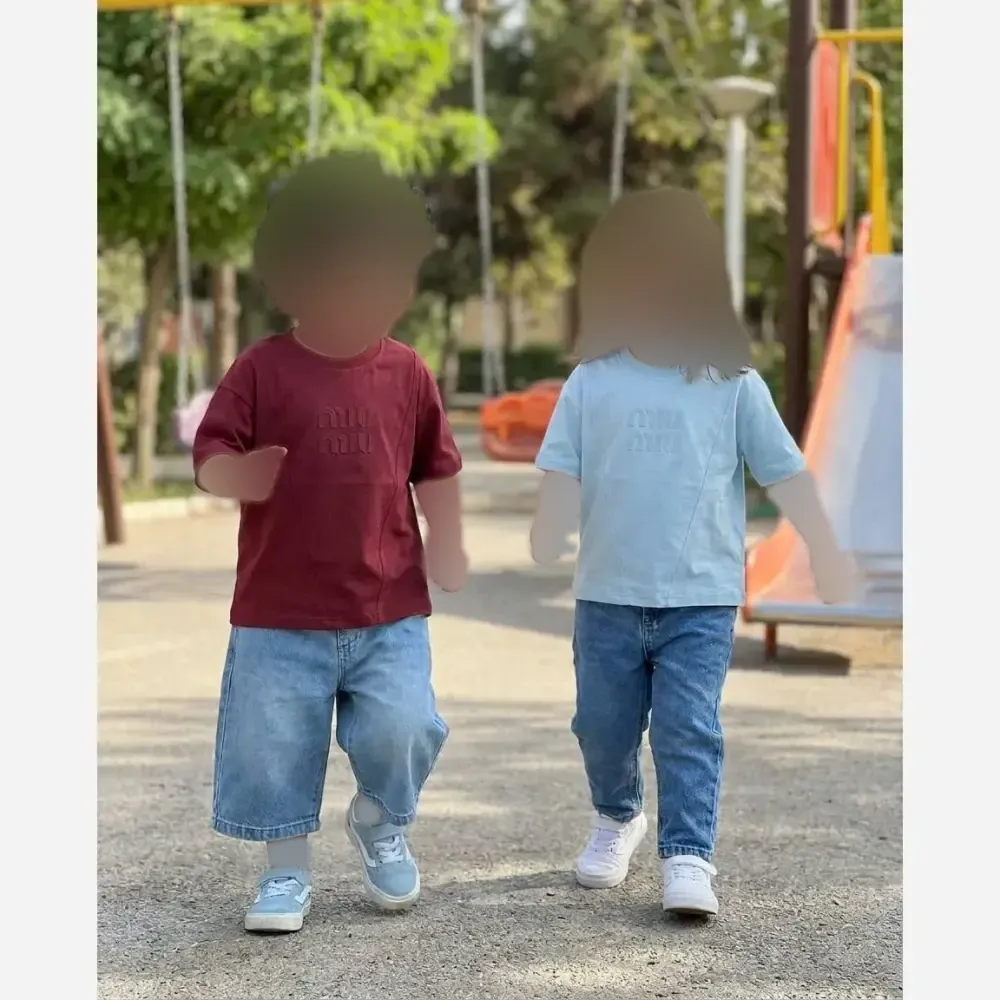 تیشرت باکسی پنبه ای طرح میومیو رنگ پاستلی اسپرت و خواهربرادری