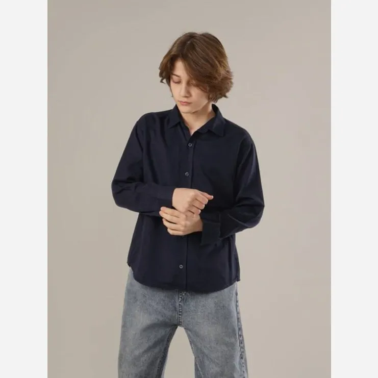 پیراهن ساده سرمه ای پسرانه و دخترانه رسمی مدل UNI426
