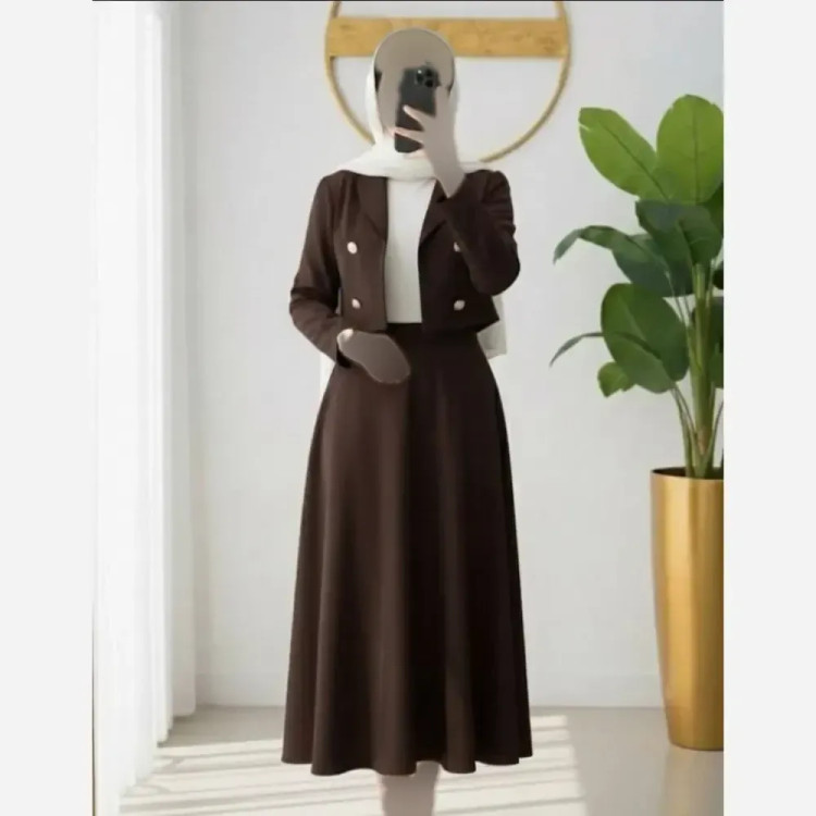 کت دامن زنانه مدل شراره یقه آرشال جنس مازراتی درجه یک سایز 1 و 2