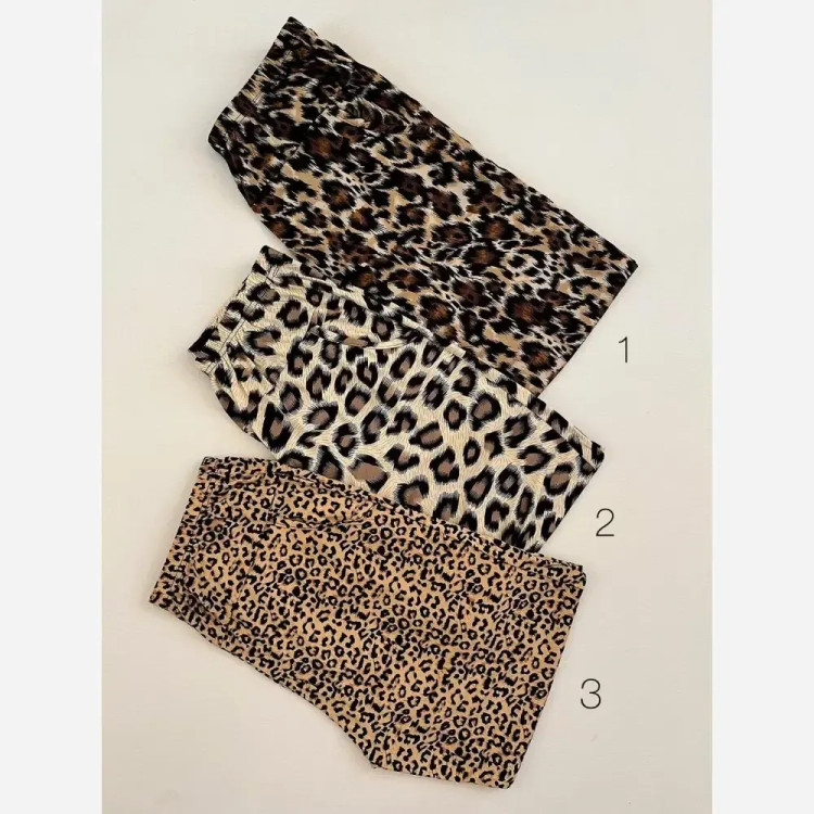 شلوار راحتی زنانه پلنگی قواره بزرگ جیب دار جنس پنبه گیاهی نانو سایز 38 تا 50