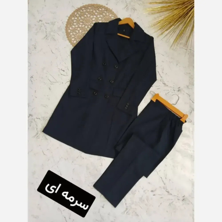ست مانتو و شلوار اداری زنانه مدل شش دکمه جنس مکانیک پرشیا