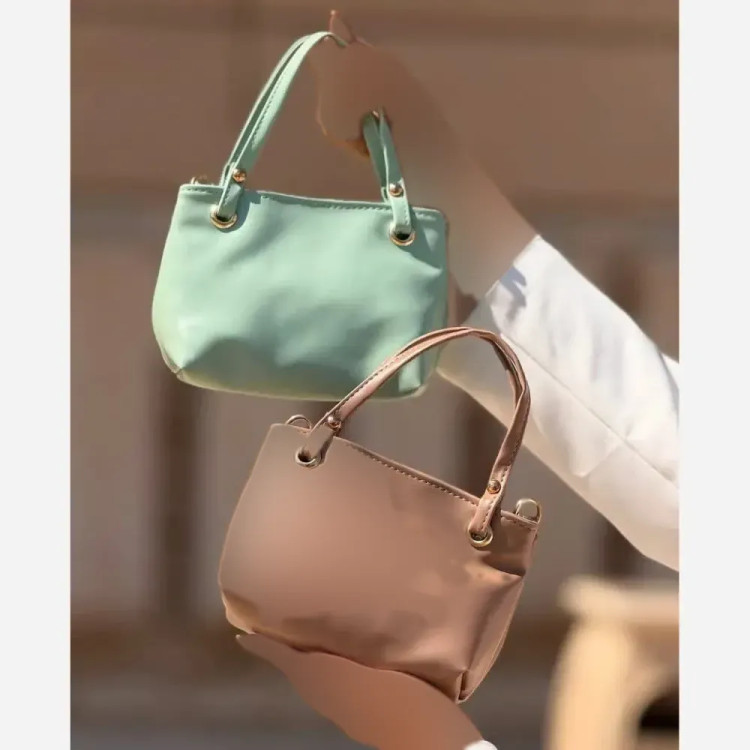 کیف مینی بگ چرم صنعتی مدل مینیمال رنگ سبز ابعاد 20 در 14 سانتیمتر
