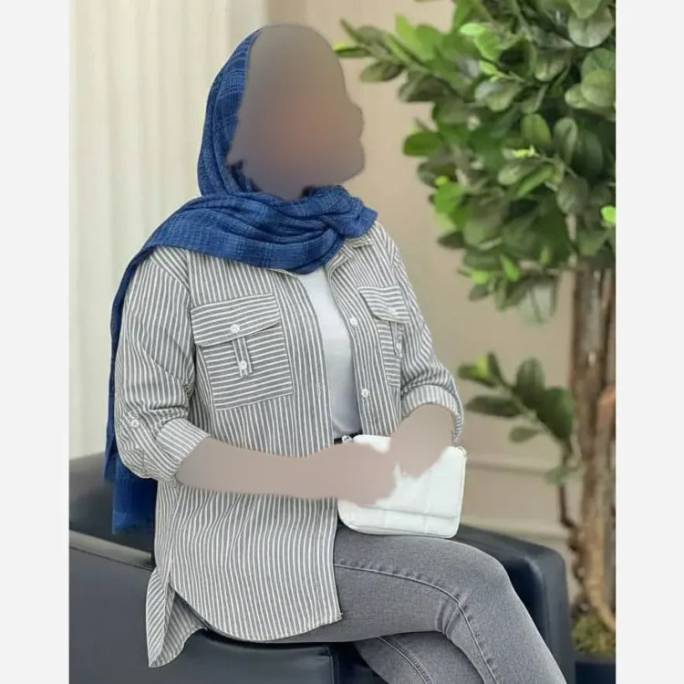 شومیز نخی راه راه مدل جیب صلیبی فری سایز زنانه