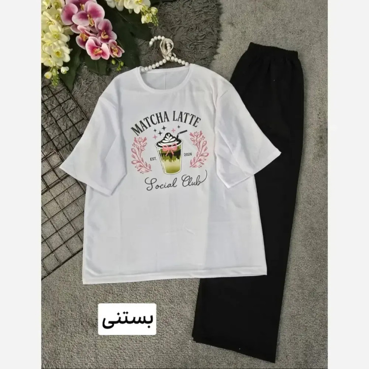 ست تیشرت و شلوار زنانه طرح سامر جنس پنبه گلکسی فری سایز 38 تا 46