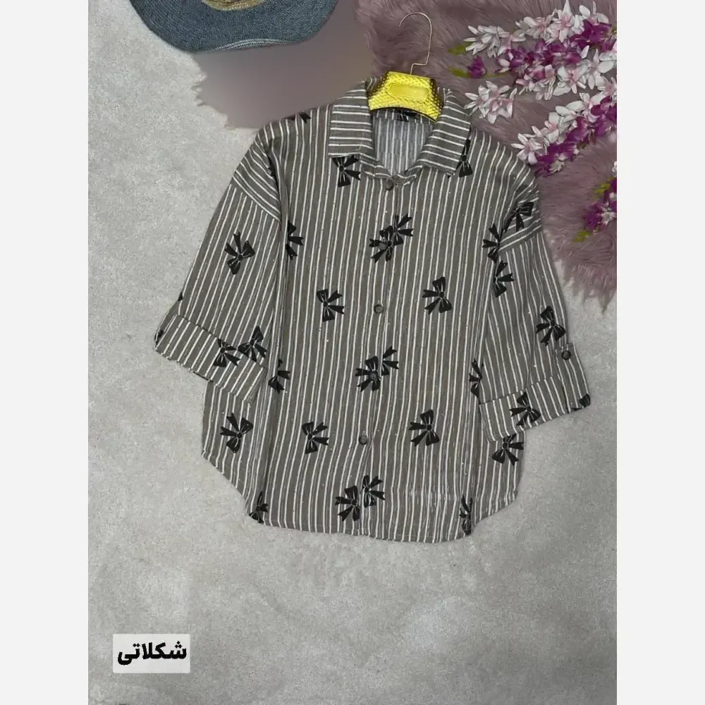 شومیز راه راه زنانه جنس ایوا کاملس نگین دار فری سایز 38 تا 46