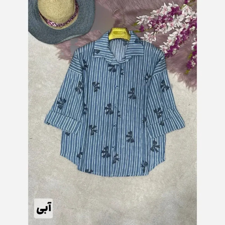شومیز راه راه زنانه جنس ایوا کاملس نگین دار فری سایز 38 تا 46