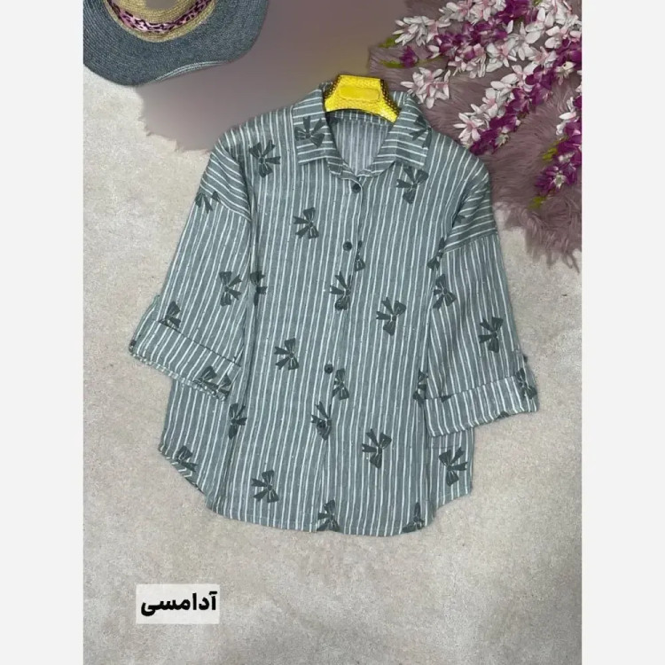 شومیز راه راه زنانه جنس ایوا کاملس نگین دار فری سایز 38 تا 46