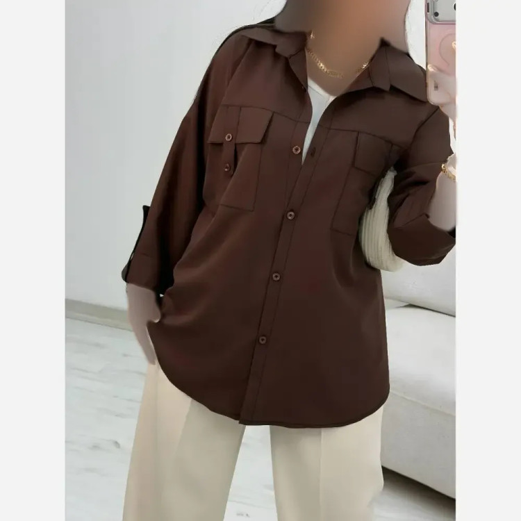 شومیز زنانه مدل جیب صلیبی مهگل جنس پری خنک فری سایز 38 تا 48