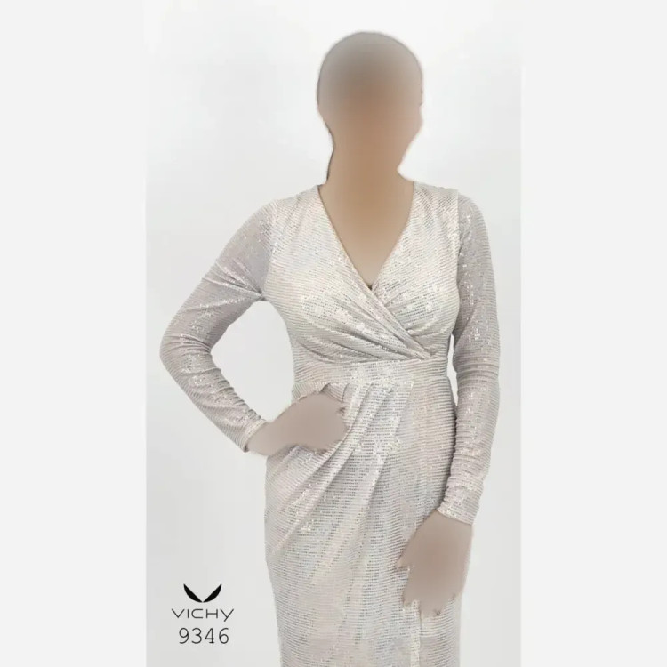 سارافون آستین دار لمه پولکدار زنانه استایل کلاسیک قد 95 سایز 36 تا 46