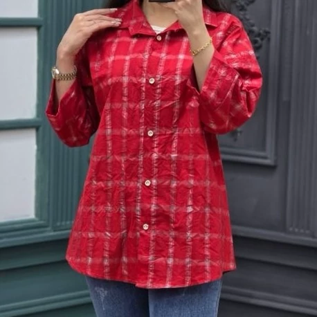 شومیز زنانه دخترانه چهارخونه شبرنگ