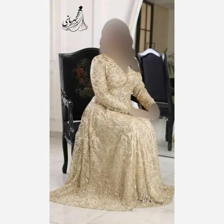 پیراهن مجلسی زنانه حریر سایز بزرگ کاپدار بالاتنه دانتل سنگدوزی شده مشکی