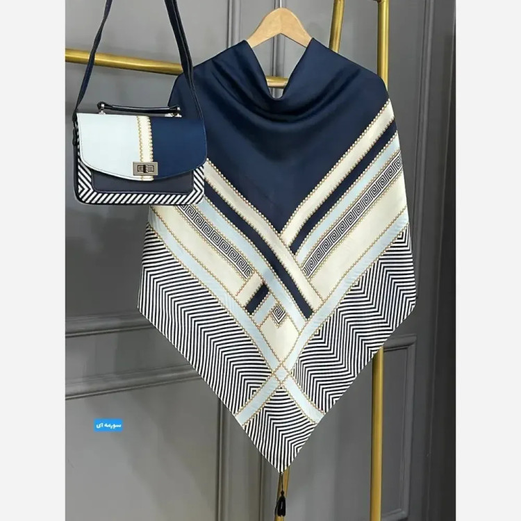 ست کیف و روسری ورساچه مدل تیبا جنس مخمل و چرم صنعتی با روسری نخی منگولهدار