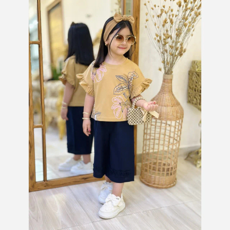 شلوار تک لینن کتان واید لگ دخترانه مناسب 2 تا 9 سال