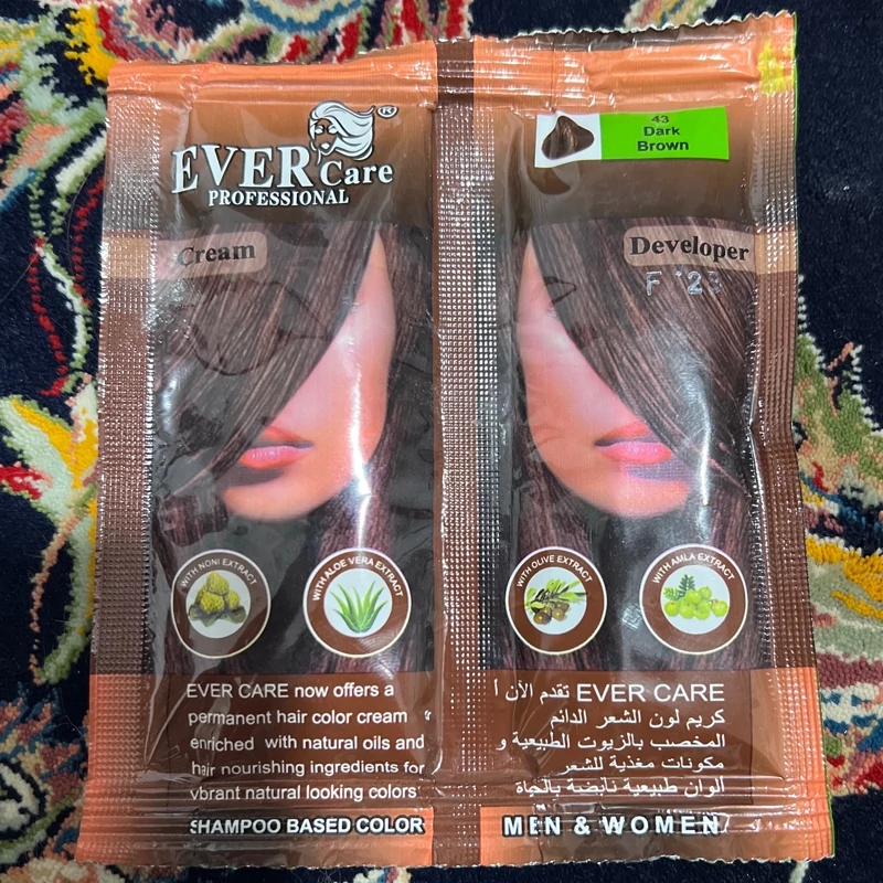 شامپو رنگ مو ترکیبی Ever care قهوه ای تیره، اصلی