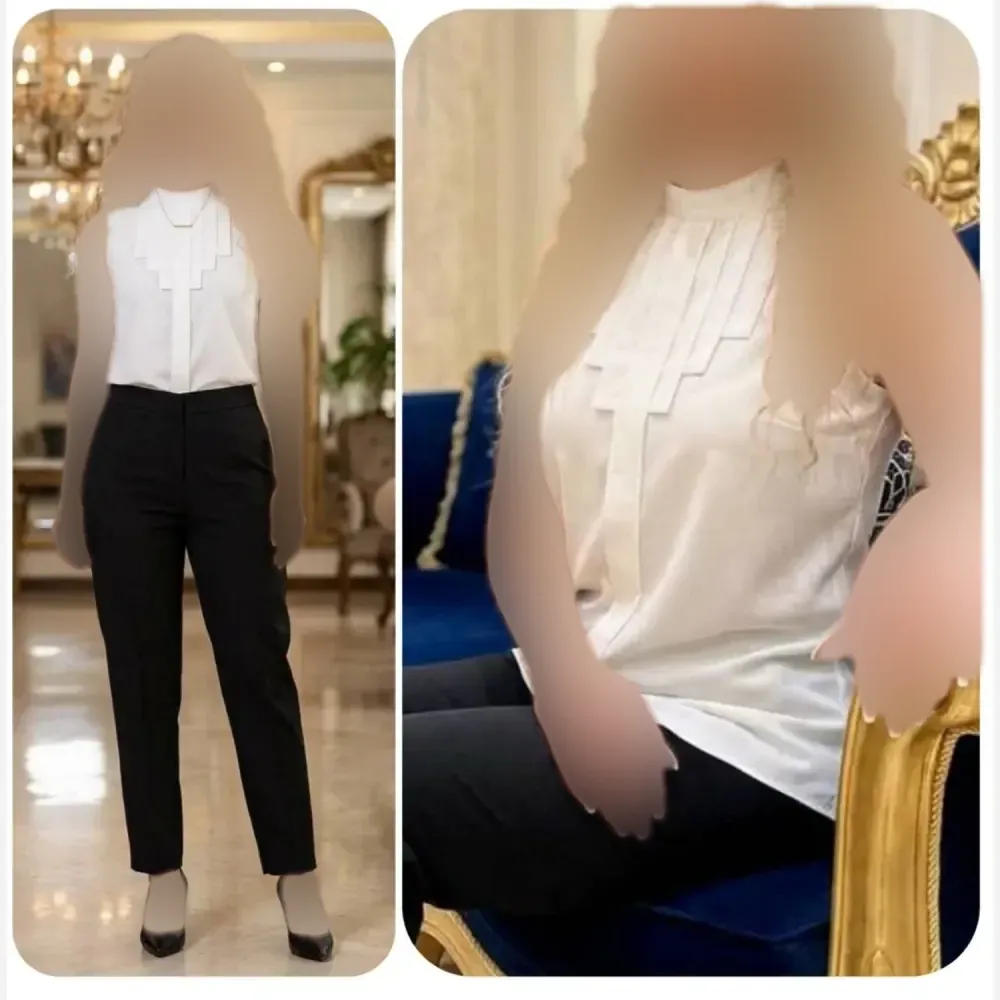 شومیز زنانه زیرکتی سفید جنس حریر الیزه