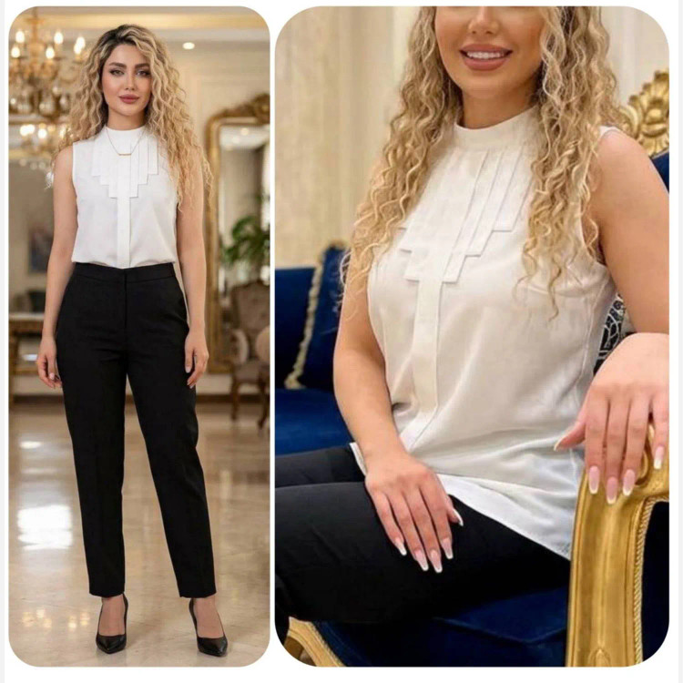 شومیز زنانه زیرکتی سفید جنس حریر الیزه