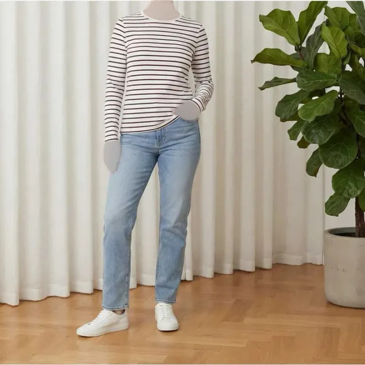 بلوز زنانه آستین بلند راه راه جنس پنبه ای چهارفصل
