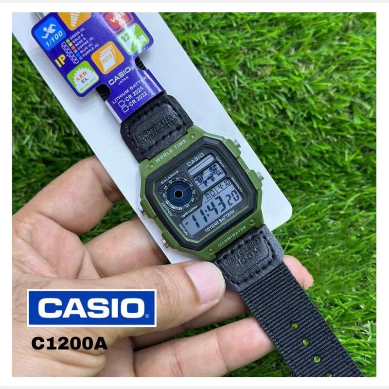 ساعت مچی مردانه کاسیو جهان  نما بند برزنتی دوردوخت نمایش دیجیتالی کیفیت عالیCASIO