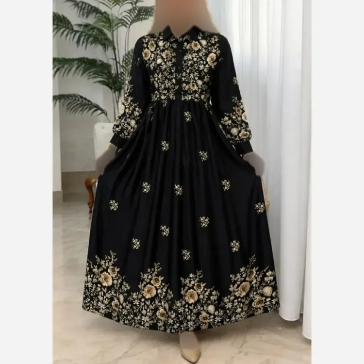 پیراهن زنانه مدل زنبق جنس بوگاتی درجه یک فری سایز 38 تا 46