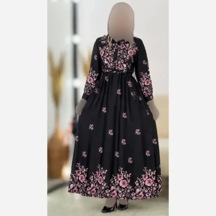 پیراهن زنانه مدل زنبق جنس بوگاتی درجه یک فری سایز 38 تا 46