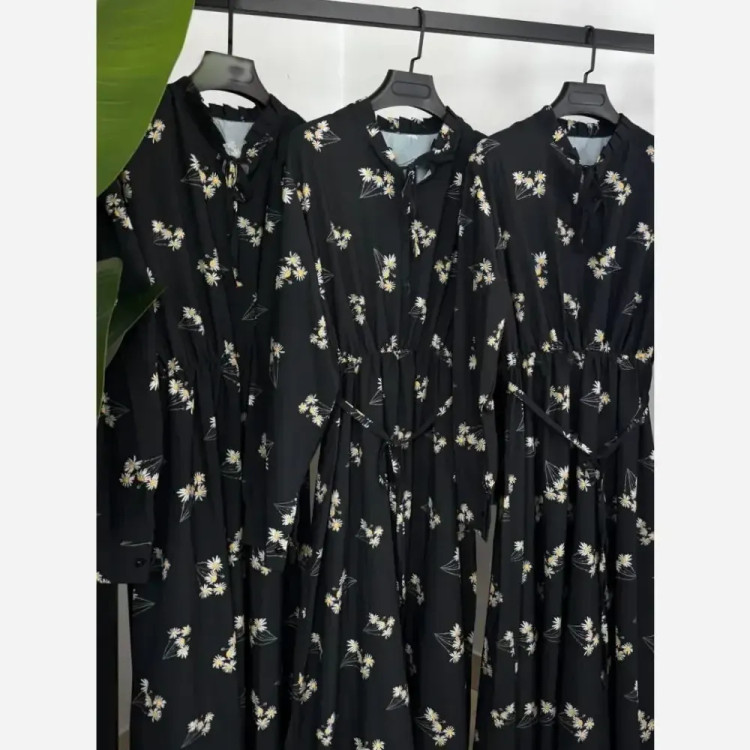 پیراهن زنانه مدل باراکا جنس بوگاتی رنگ مشکی سایز فری 38 تا 46
