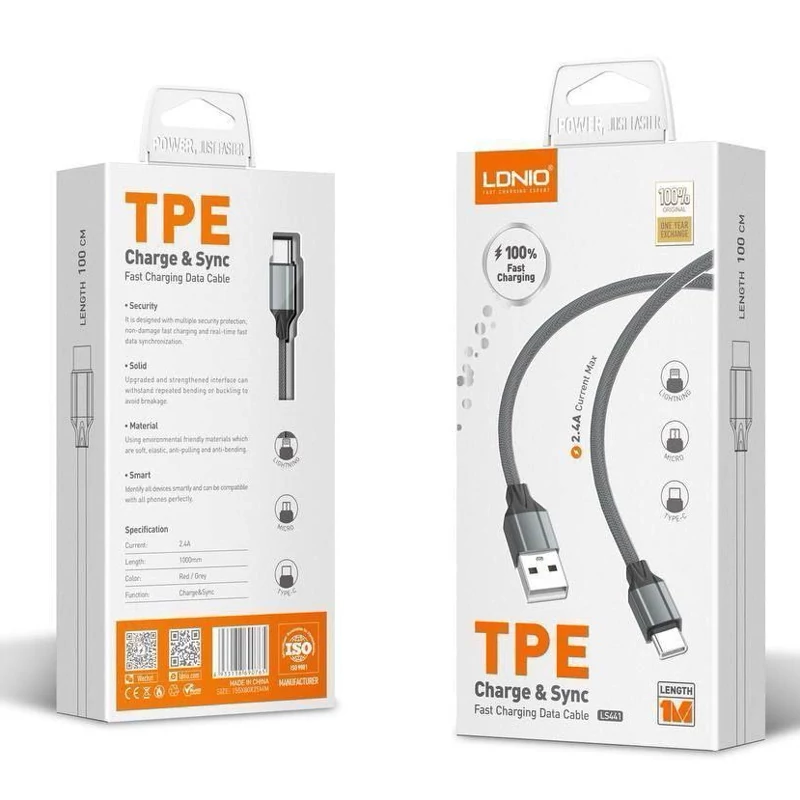 کابل فست شارژ تایپ سی Type C اورجینال برند LDNIO مدل LS441
