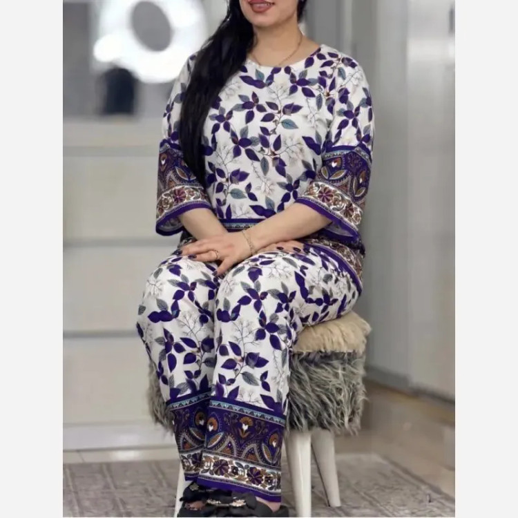 ست بلوز و شلوار نخی زنانه خنک و راحت بهاره و تابستانه