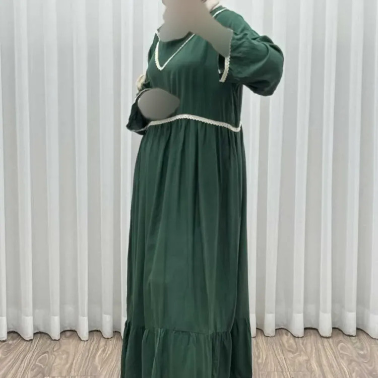 پیراهن ساحلی زنانه نخی فری سایز مدل گندمی کمربنددار چهارفصل