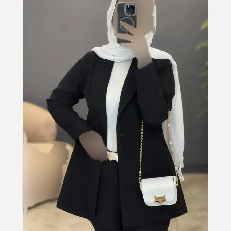 کت و شلوار زنانه جنس مازراتی رنگ مشکی