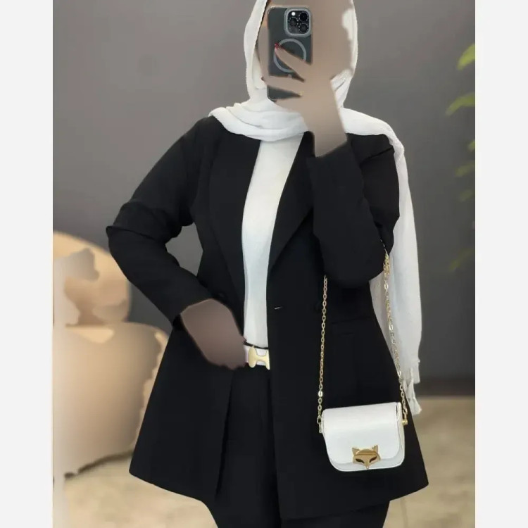 کت و شلوار زنانه مدل نسترن جنس مازراتی کمردار