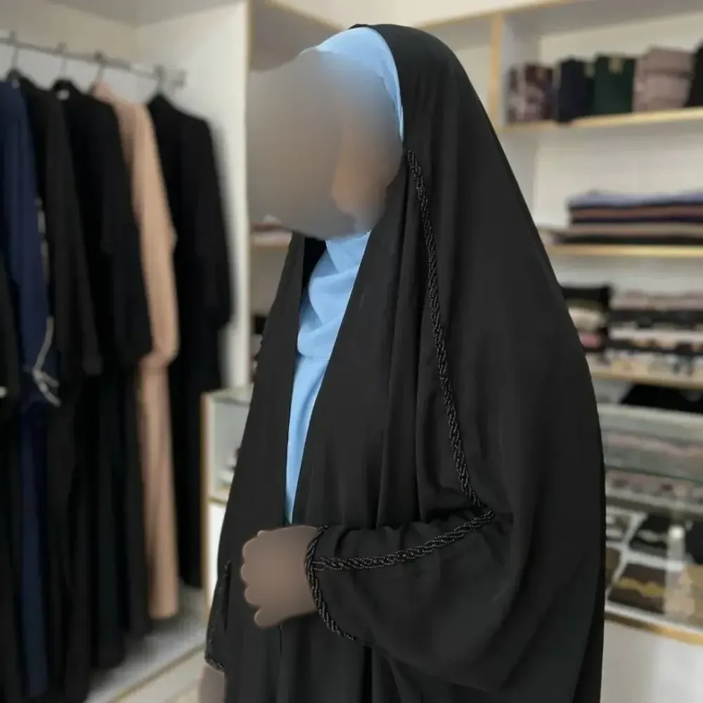 چادر جده گلدوزی پروانه کن کن ندا مروارید مشکی سایز 150