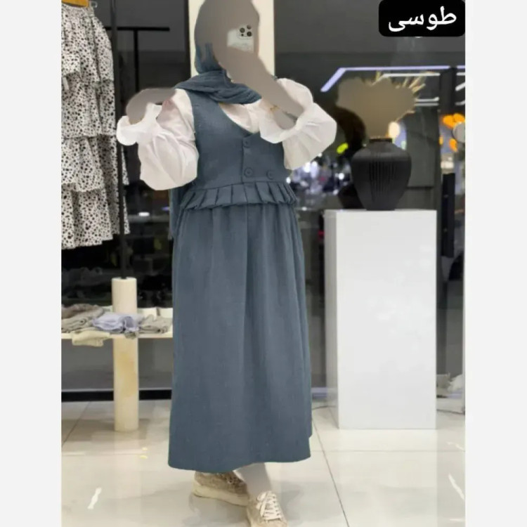 سه تیکه زنانه مدل عسل وست و دامن شانتون شومیز داکرون سایز فری تا 48