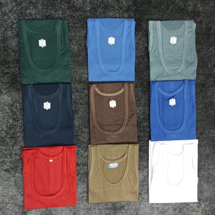 رکابی مردانه پنبهای بسته سه عددی رنگی سایز L تا 2XL