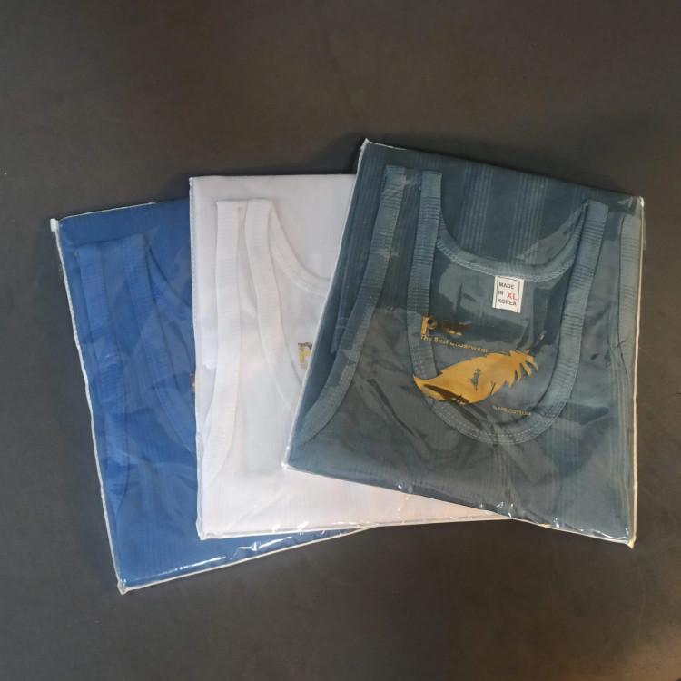 رکابی مردانه پنبهای بسته سه عددی رنگی سایز L تا 2XL