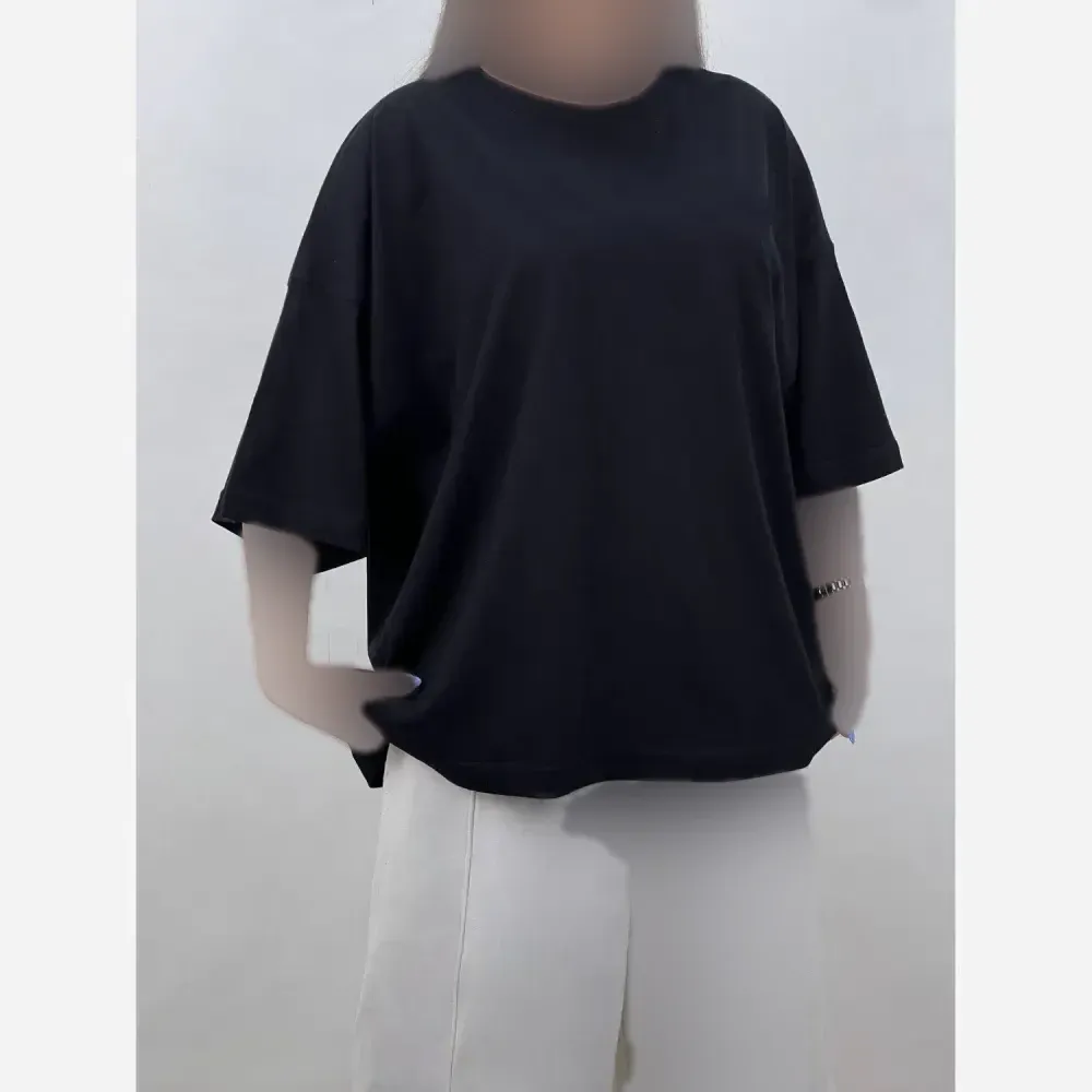 تیشرت باکسی ساده اسپرت نخ پنبه مشکی فری سایز تا 50