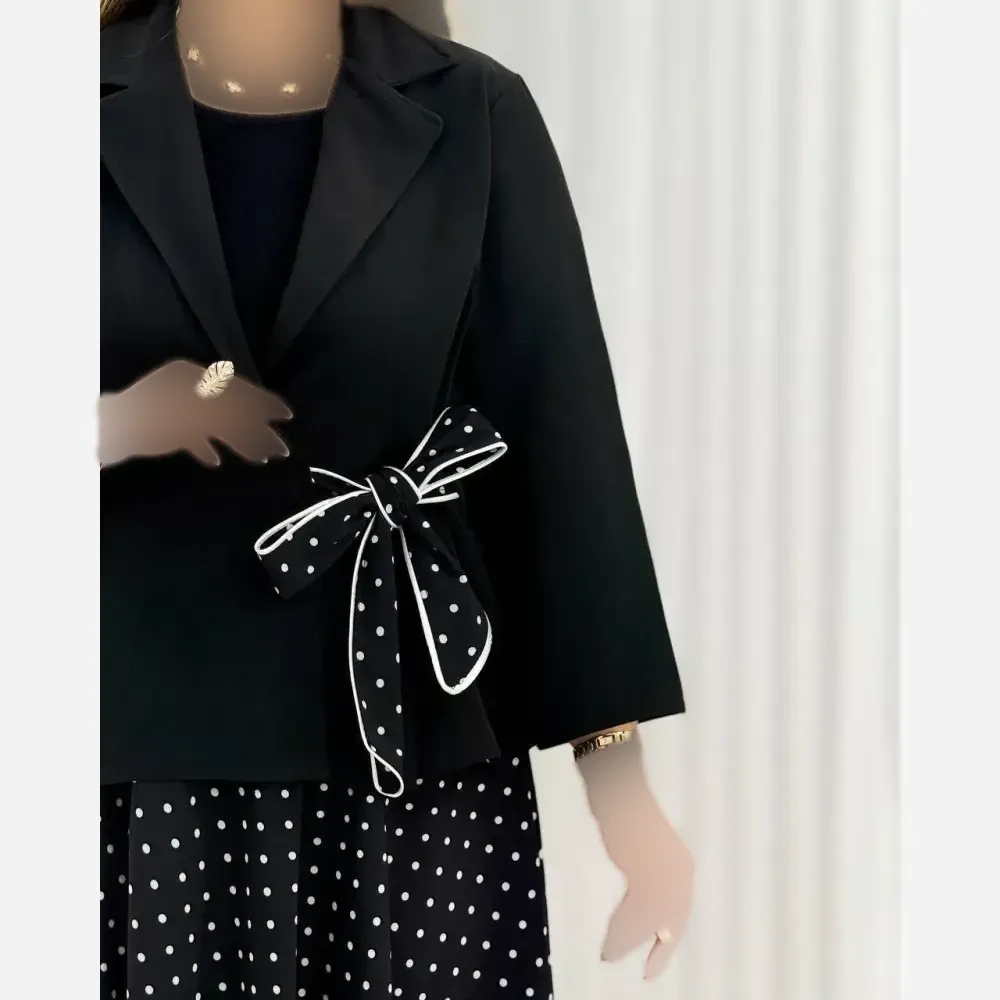 ست کت دامن دایان کرپ مازراتی و بوگاتی فری سایز مشکی