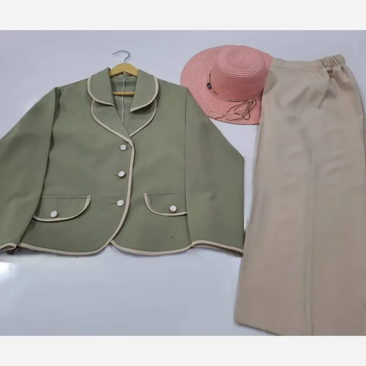 مانتو شانتون کمر کش آرزو دکمه دار فری سایز تا 46 قد 120