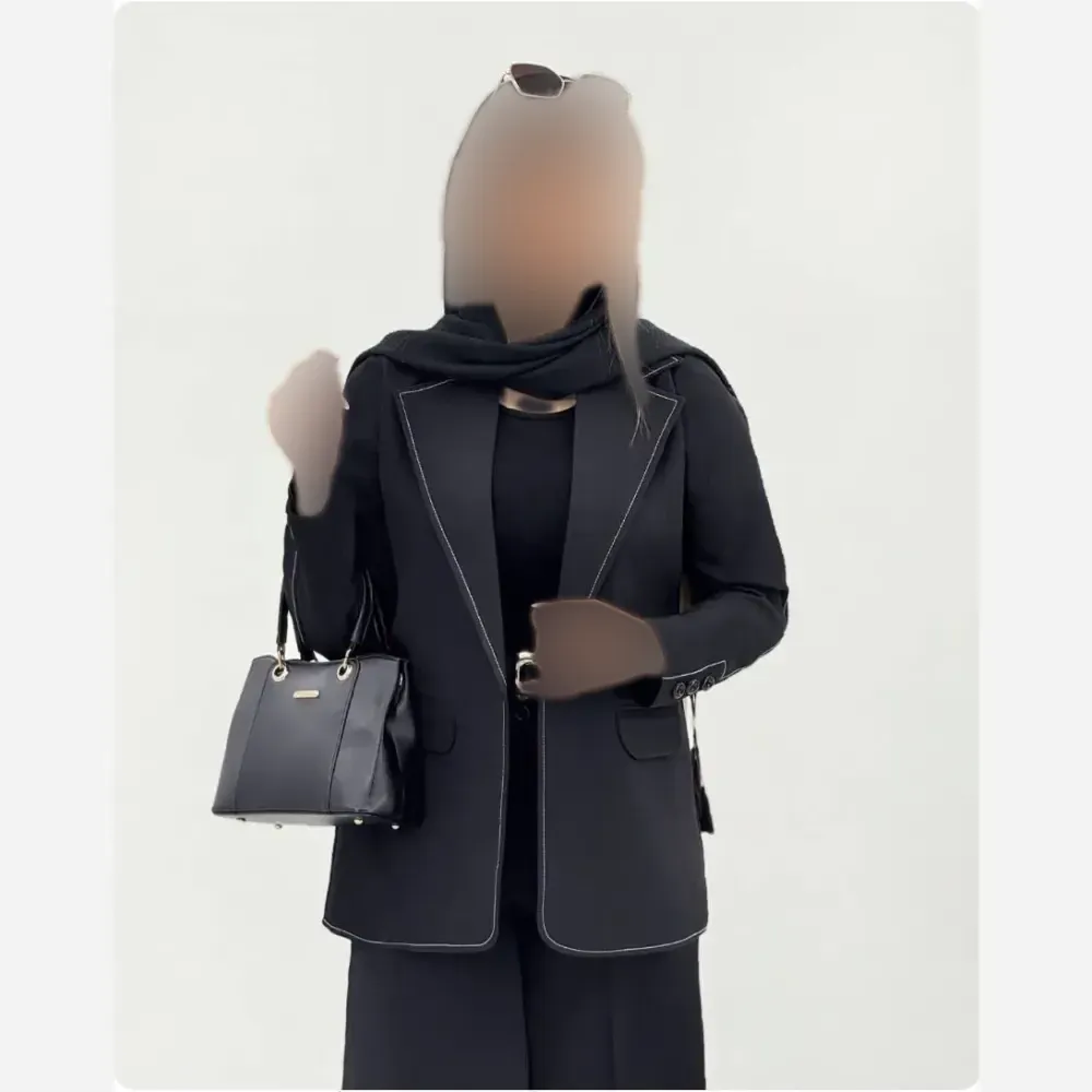 کت تک زنانه رویال جنس مازراتی درجه یک رنگ مشکی و سفید